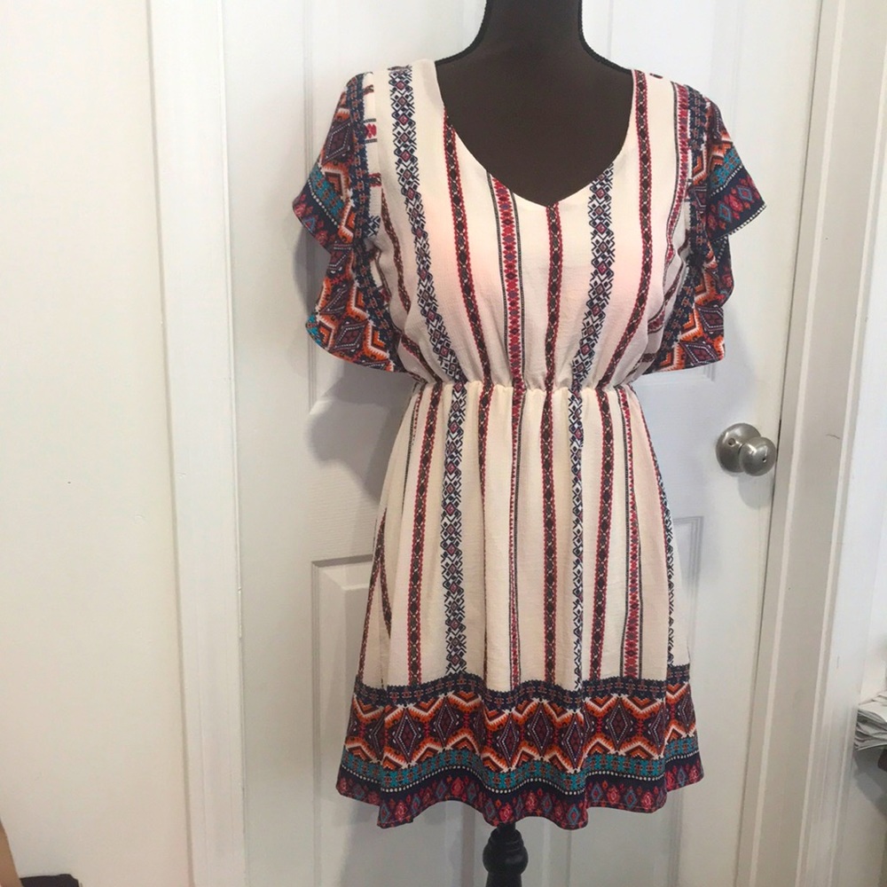 Boho short sleeve bat winged dress. Sz S